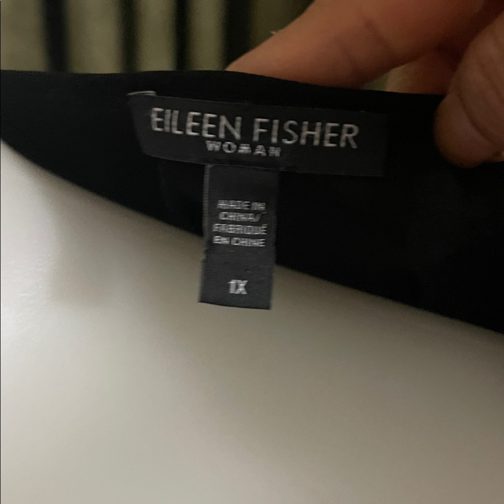 Eileen Fisher Black Stretch Silk Jersey Asymmetrical Tunic 1X $258 - Picture 7 of 9
